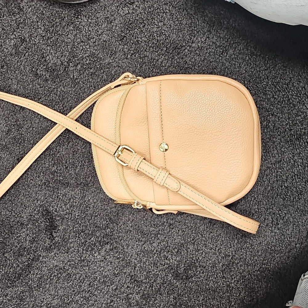 Mali and Lili Joey Small Pink Leather Crossbody Bag Purse Double Compartment